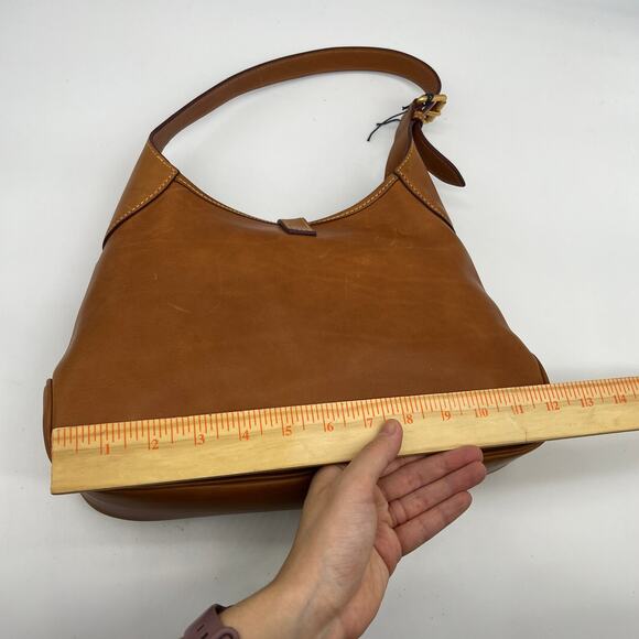 Dooney & Bourke Florentine Leather Crescent Hobo Brown Natural - Picture 10 of 16